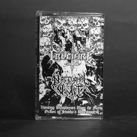 CRUCIFIRE / NOCTURNAL VOMIT "Vomiting Blasphemies Upon the Mass Graves of Jehovah's Worshippers" Pro-MC